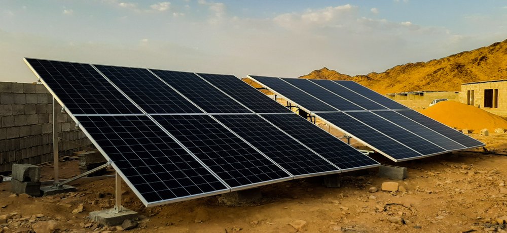 Solar energy project site with panels and infrastructure