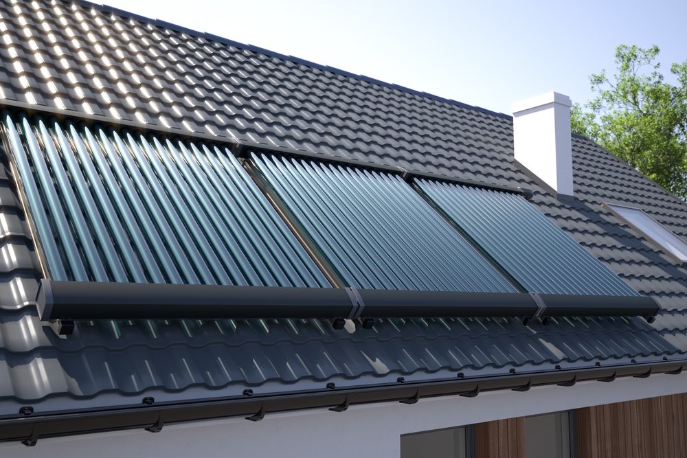 Solar thermal system installed for heating and hot water in a building